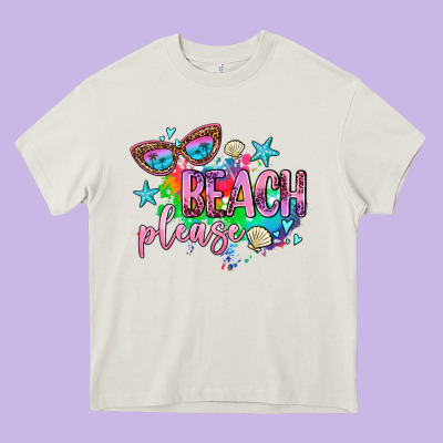 Beach Please Heavy Core Tee Designed By Adodesignshop