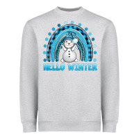 Heather Grey hello winter rainbow with snowman bbs Heavyweight Sweatshirt - BundleAndBundleShop