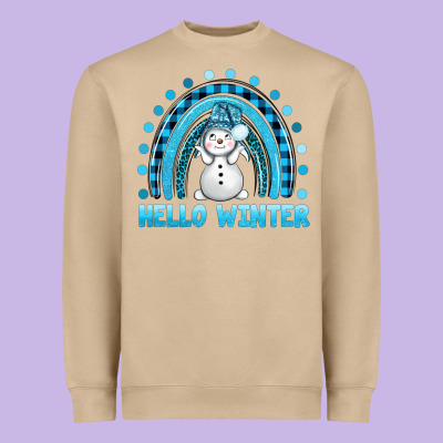 Hello Winter Rainbow With Snowman Bbs Heavyweight Sweatshirt Designed By Bundleandbundleshop
