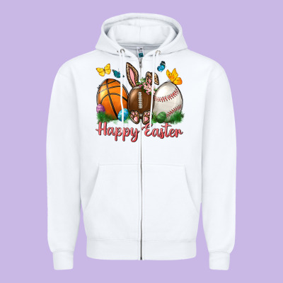 Happy Easter Sports With Butterfly Zipper Hoodie Designed By Nancycooperartshop