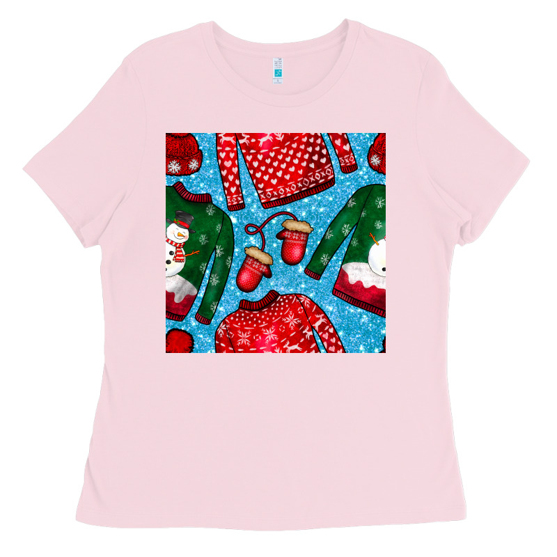 Christmas Clothes Seamless Pattern Ladies Tee by BundleAndBundleShop | Teevron