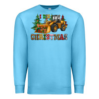 Ocean Blue i dig christmas bulldozer Premium Sweatshirt - CowGirlArtShop