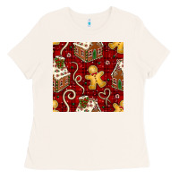 Bone christmas gingerbread cookie house seamless pattern Ladies Tee - BundleAndBundleShop