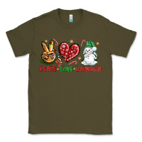 Army Green peace love snowman Classic Tee - NancyCooperArtShop