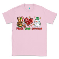 Bubblegum Pink peace love snowman Classic Tee - NancyCooperArtShop