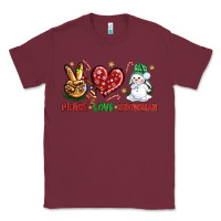 Burgundy peace love snowman Classic Tee - NancyCooperArtShop