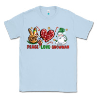 Dusty Blue peace love snowman Classic Tee - NancyCooperArtShop
