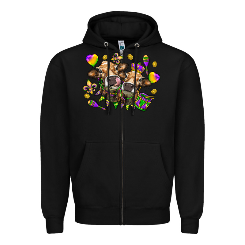 Mardi Gras Heifers Zipper Hoodie by NancyCooperArtShop | Teevron
