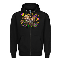 Black Mardi Gras heifers Zipper Hoodie - NancyCooperArtShop