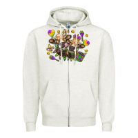Oatmeal Heather Mardi Gras heifers Zipper Hoodie - NancyCooperArtShop