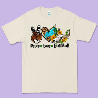 Peace Love  Bullskull Premium Tee Designed By Adodesignshop