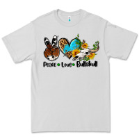 Dove Grey peace love  bullskull Premium Tee - AdoDesignShop