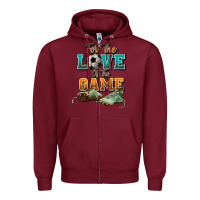 Burgundy For the love of the game Soccer Zipper Hoodie - NancyCooperArtShop