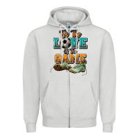 Dove Grey For the love of the game Soccer Zipper Hoodie - NancyCooperArtShop