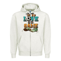 Oatmeal Heather For the love of the game Soccer Zipper Hoodie - NancyCooperArtShop
