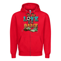 Red For the love of the game Soccer Zipper Hoodie - NancyCooperArtShop