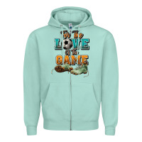Seafoam For the love of the game Soccer Zipper Hoodie - NancyCooperArtShop