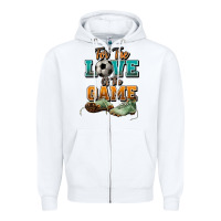 White For the love of the game Soccer Zipper Hoodie - NancyCooperArtShop