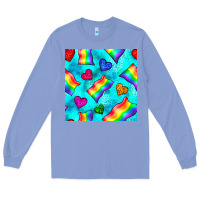 Colony Blue Pride lgbtq flags and leopard seamless pattern Long Sleeve Tee - BundleAndBundleShop