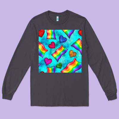 Pride Lgbtq Flags And Leopard Seamless Pattern Long Sleeve Tee Designed By Bundleandbundleshop