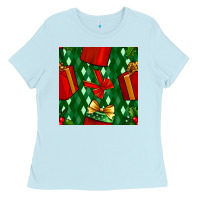Christmas Surprise Gift Box Seamless Pattern Ladies Tee | Teevron