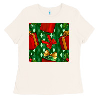 Bone christmas surprise gift box seamless pattern Ladies Tee - BundleAndBundleShop