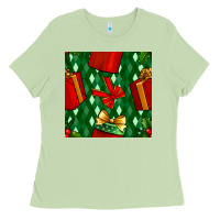 Matcha christmas surprise gift box seamless pattern Ladies Tee - BundleAndBundleShop