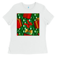 White christmas surprise gift box seamless pattern Ladies Tee - BundleAndBundleShop