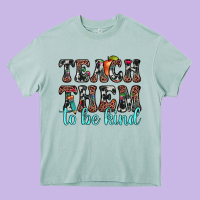 Teach Them To Be Kind Heavy Core Tee Designed By Jahusdesignshop