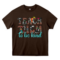 Chocolate Brown teach them to be kind Heavy Core Tee - JahusDesignShop