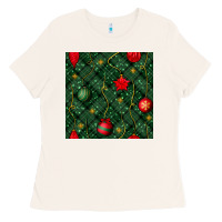 Bone christmas ornaments seamless  pattern Ladies Tee - BundleAndBundleShop