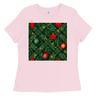 Bubblegum Pink christmas ornaments seamless  pattern Ladies Tee - BundleAndBundleShop