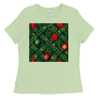 Matcha christmas ornaments seamless  pattern Ladies Tee - BundleAndBundleShop