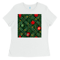 White christmas ornaments seamless  pattern Ladies Tee - BundleAndBundleShop