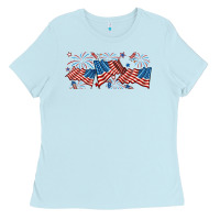 Baby Blue fourth of july american flag Ladies Tee - RanaPortraitStore