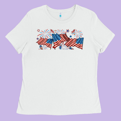 Fourth Of July American Flag Ladies Tee Designed By Ranaportraitstore