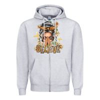 Silver White Believe Praying Caucasian Messy Bun Zipper Hoodie | Teevron