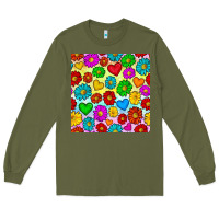 Army Green Pride lgbtq flowers and hearts seamless pattern Long Sleeve Tee - BundleAndBundleShop
