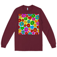 Burgundy Pride lgbtq flowers and hearts seamless pattern Long Sleeve Tee - BundleAndBundleShop