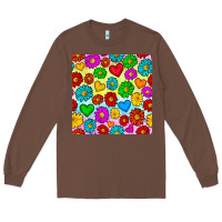 Chestnut Pride lgbtq flowers and hearts seamless pattern Long Sleeve Tee - BundleAndBundleShop