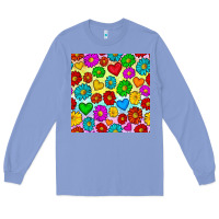 Colony Blue Pride lgbtq flowers and hearts seamless pattern Long Sleeve Tee - BundleAndBundleShop