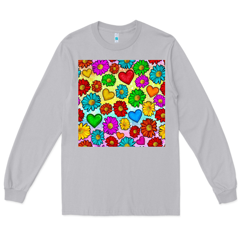 Pride Lgbtq Flowers And Hearts Seamless Pattern Long Sleeve Tee by BundleAndBundleShop | Teevron
