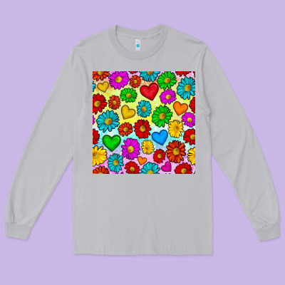 Pride Lgbtq Flowers And Hearts Seamless Pattern Long Sleeve Tee Designed By Bundleandbundleshop