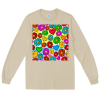 Mushroom Pride lgbtq flowers and hearts seamless pattern Long Sleeve Tee - BundleAndBundleShop