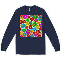 Navy Pride lgbtq flowers and hearts seamless pattern Long Sleeve Tee - BundleAndBundleShop