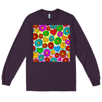 Plum Pride lgbtq flowers and hearts seamless pattern Long Sleeve Tee - BundleAndBundleShop