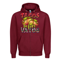 Burgundy Tacos Before Vatos Zipper Hoodie - texasbilliewilder