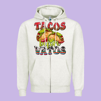 Tacos Before Vatos Zipper Hoodie Designed By Texasbilliewilder