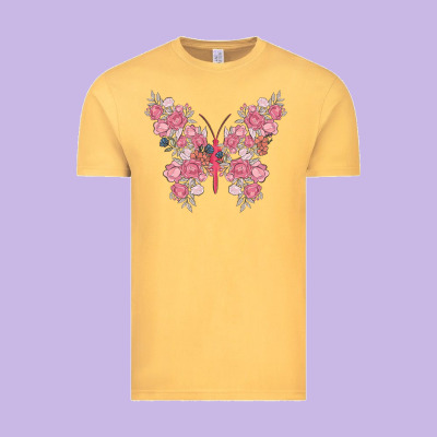 Floral Butterfly Vintage Tee Designed By Maliassmallbusiness