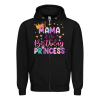 Black mama of the birthday princess Zipper Hoodie - NancyCooperArtShop